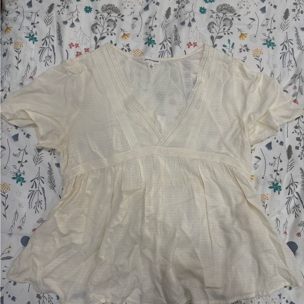 Love on a Hanger Cream Wrap Peplum Blouse